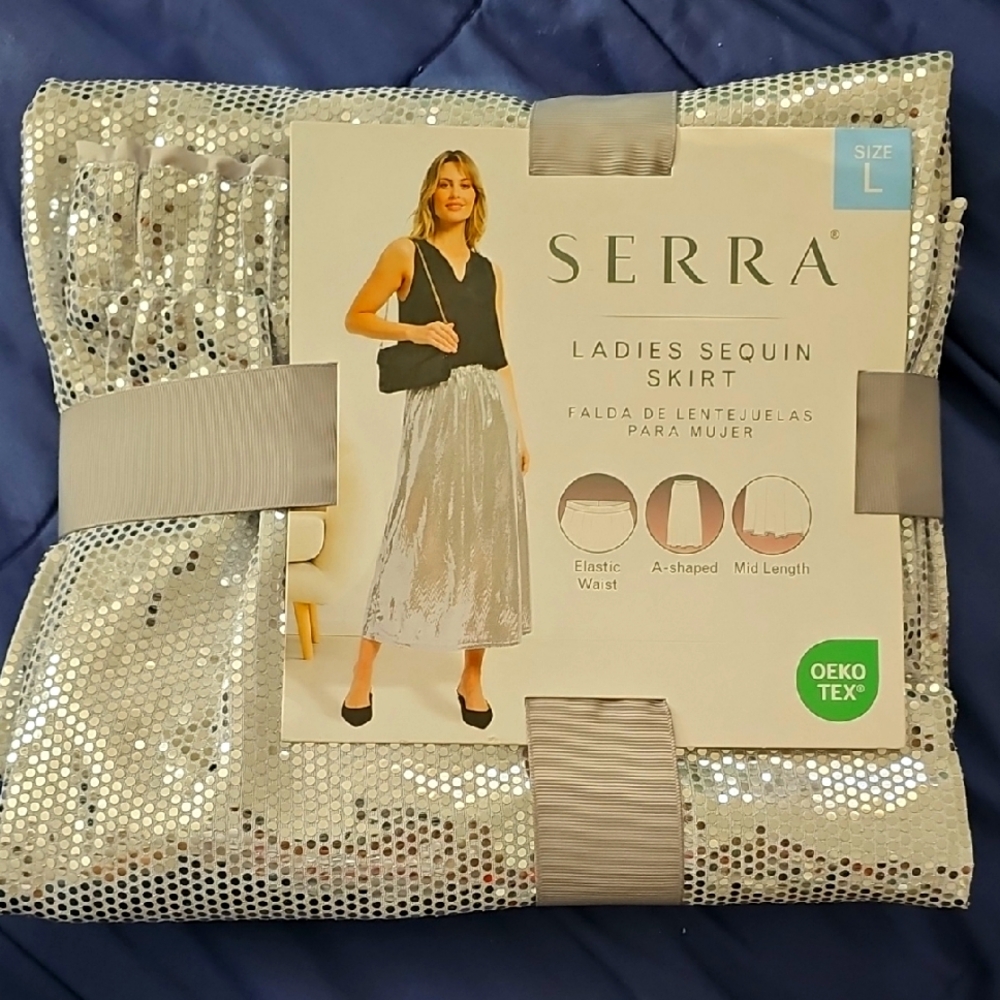Serra Silver Sequin Skirt